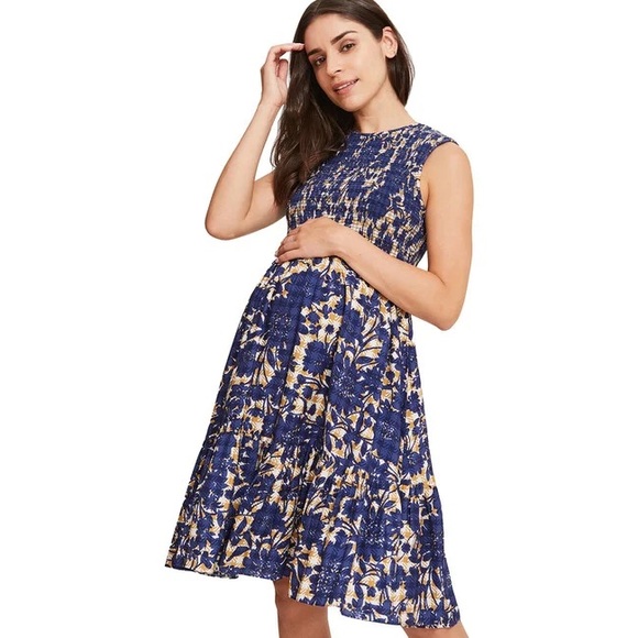 Hatch The Women’s Ana Maternity Dress In Navy Floral Size 0/Small - Picture 1 of 13